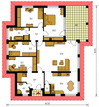 Floor plan of ground floor - BUNGALOW 140